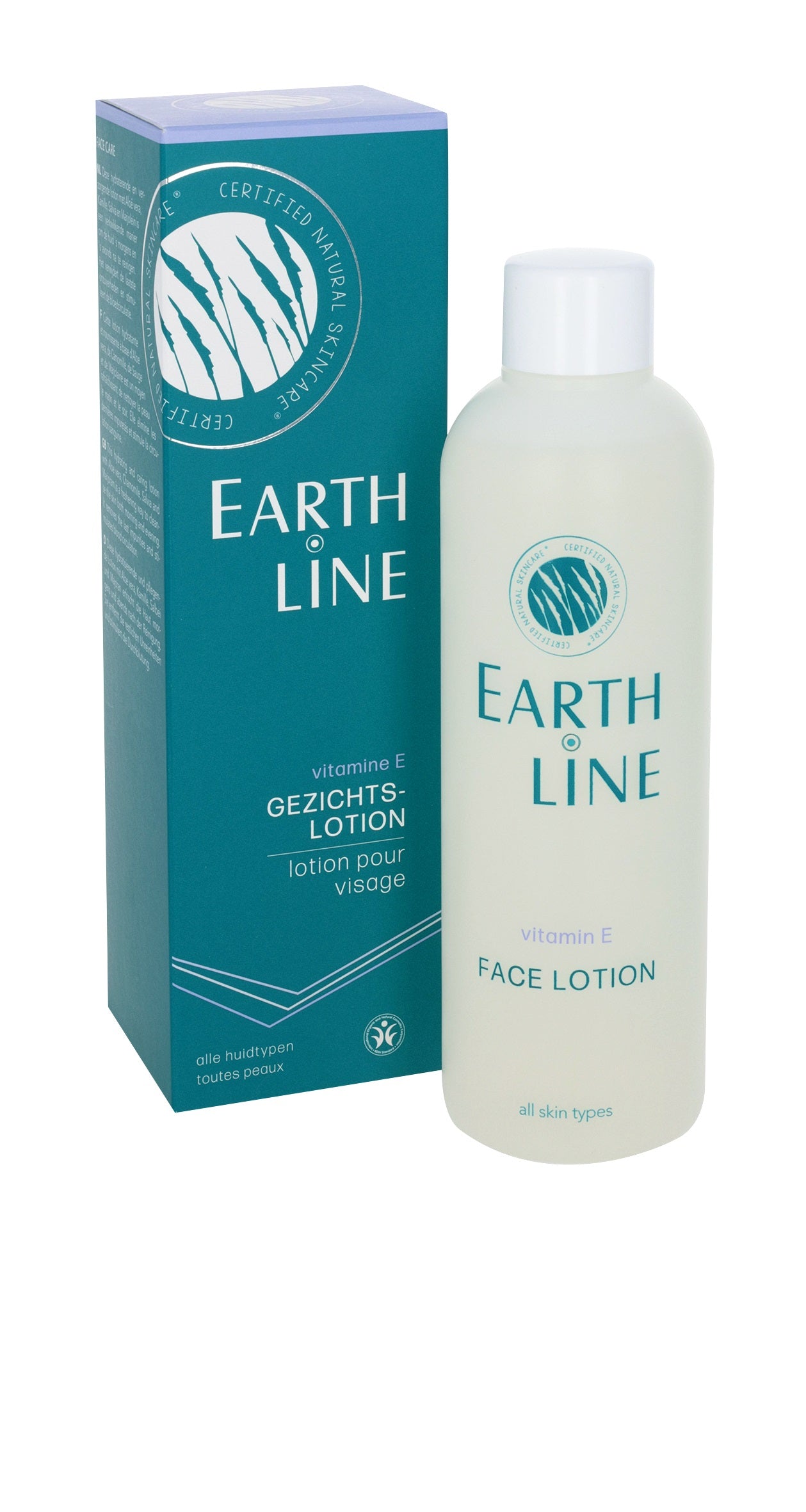 Earth Line gezichtsverzorging gezichtslotion in 200ml bottle, with clear packaging and label showing the Earth Line brand.