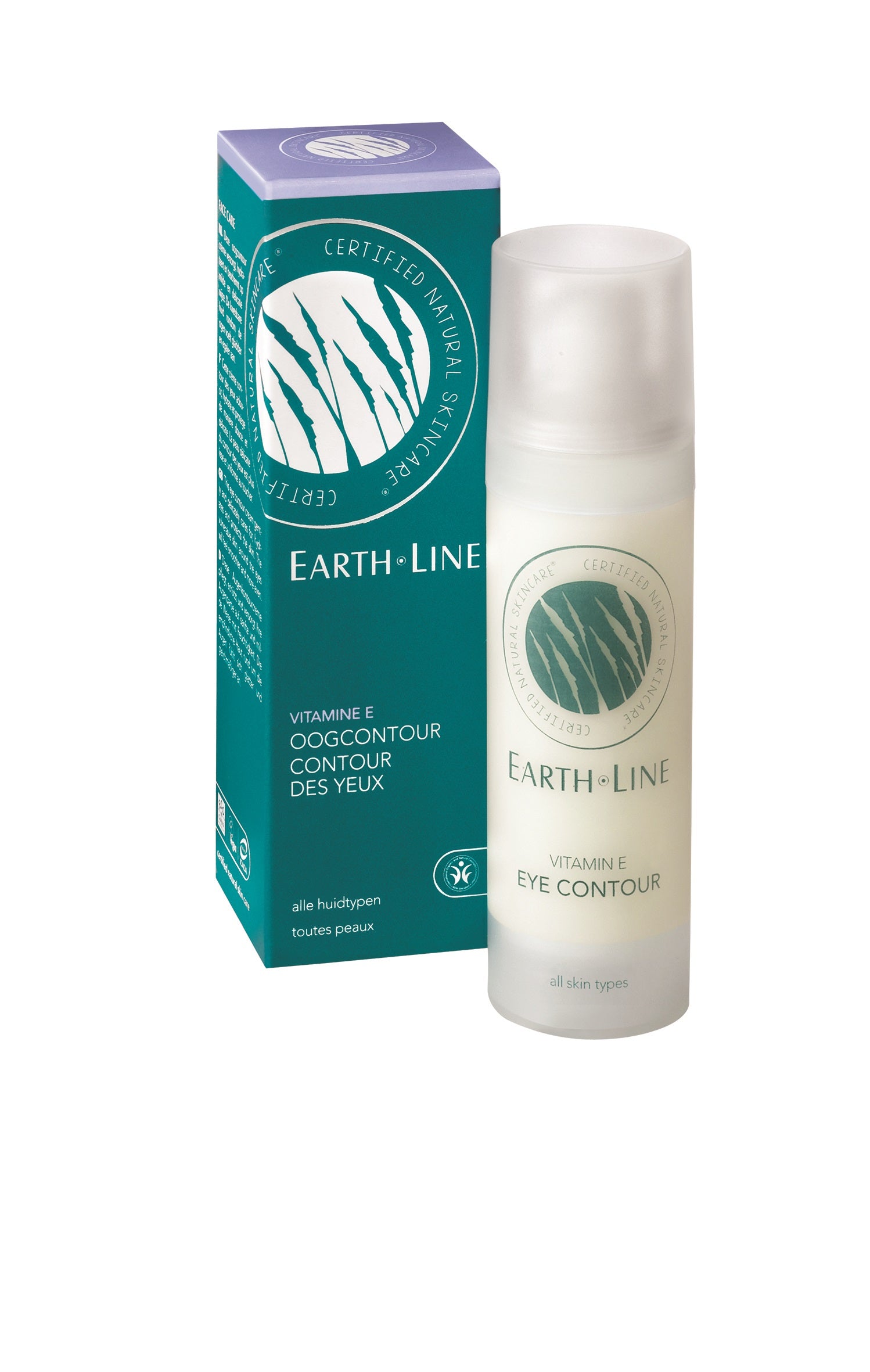 Earth Line vitamine E oogcontour cream in a 35ml tube, designed for eye area skincare and anti-aging care.