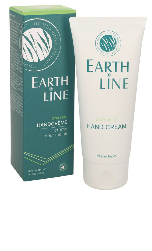 Earth Line Aloe Vera hand cream in 100ml tube, moisturizing hand care product with aloe vera for soft, healthy skin