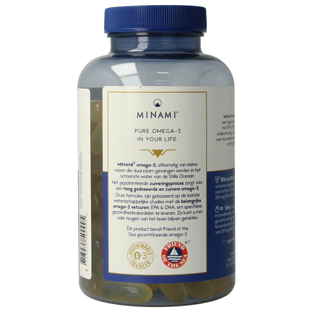 Vetzuren Minami MorEPA original softgels in a bottle, dietary supplement for heart and brain health.