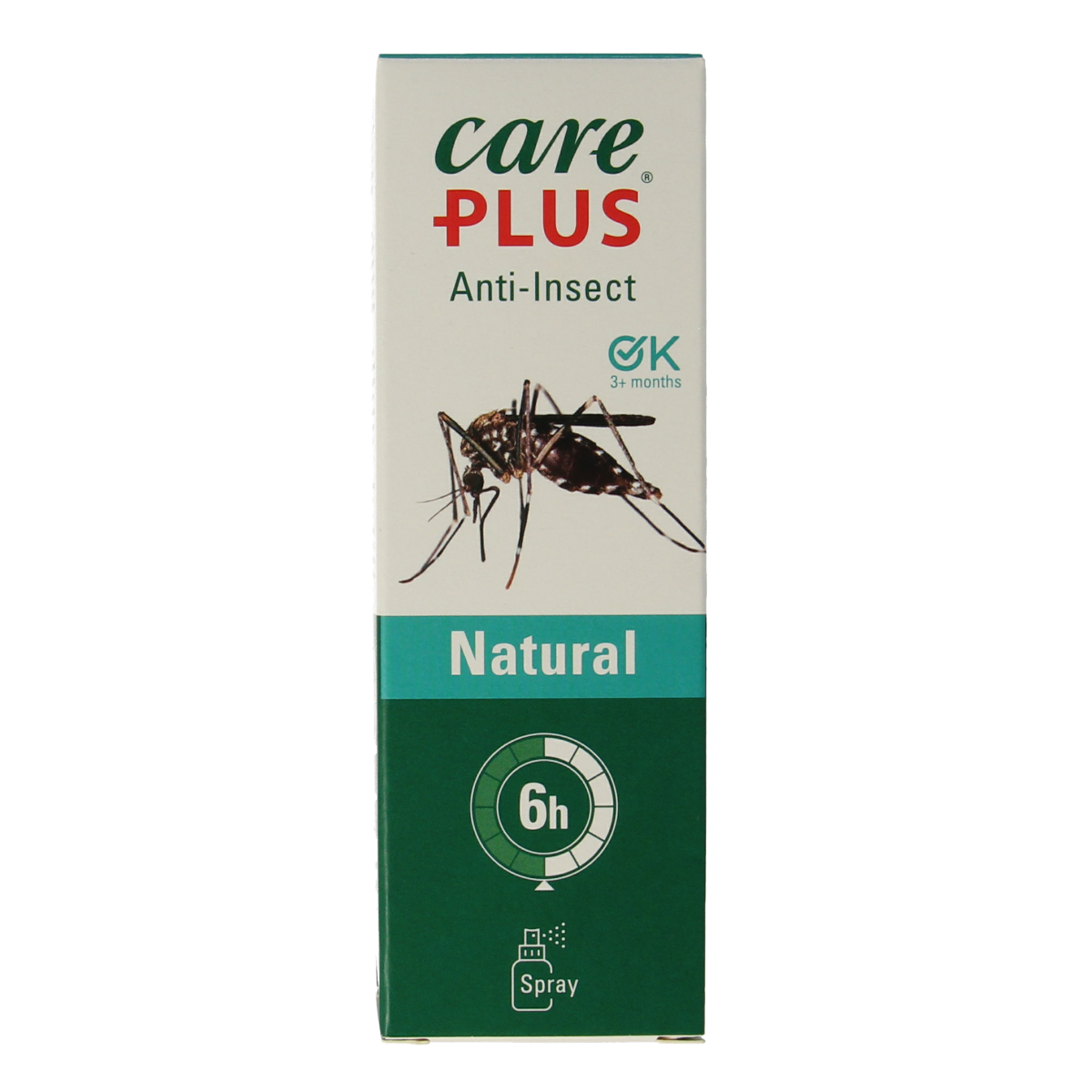 Care Plus anti-insect natural spray bottle for insect bites and stings, 60ml, with natural ingredients for skin protection.