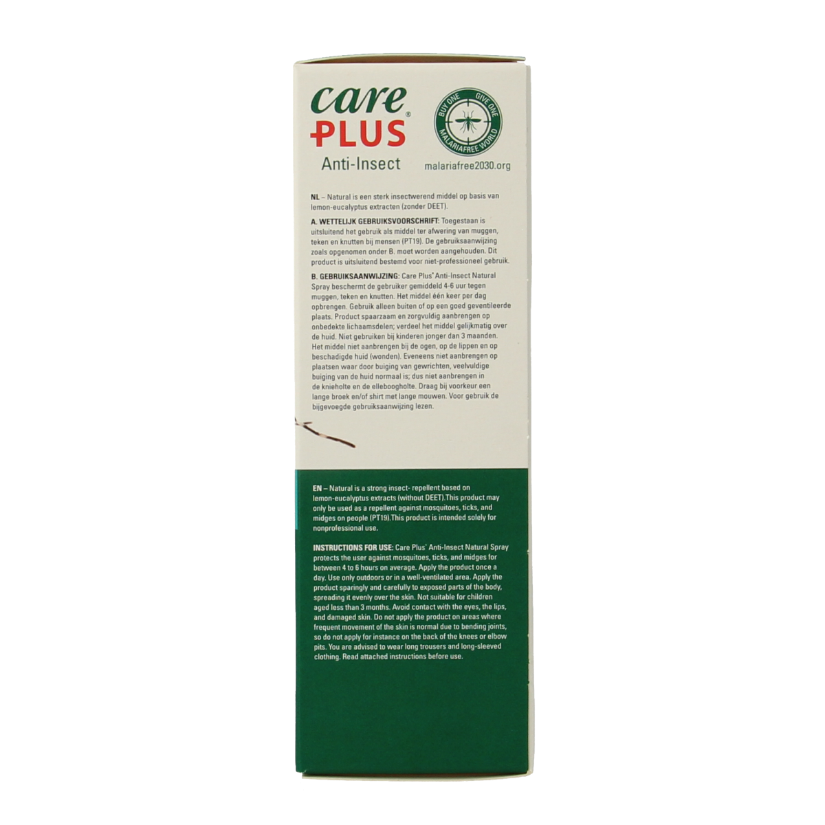Care Plus anti-insect natural spray bottle for insect bites and stings, 60ml, with natural ingredients and effective protection.
