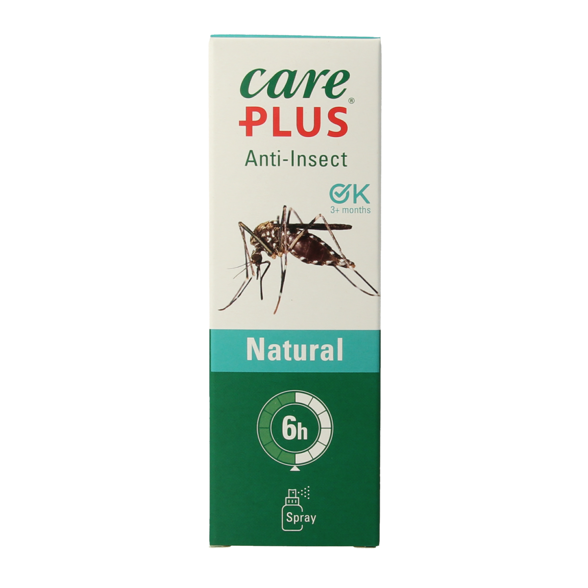 Care Plus natural insect repellent spray bottle, 100ml, designed to prevent bites and stings with natural ingredients.