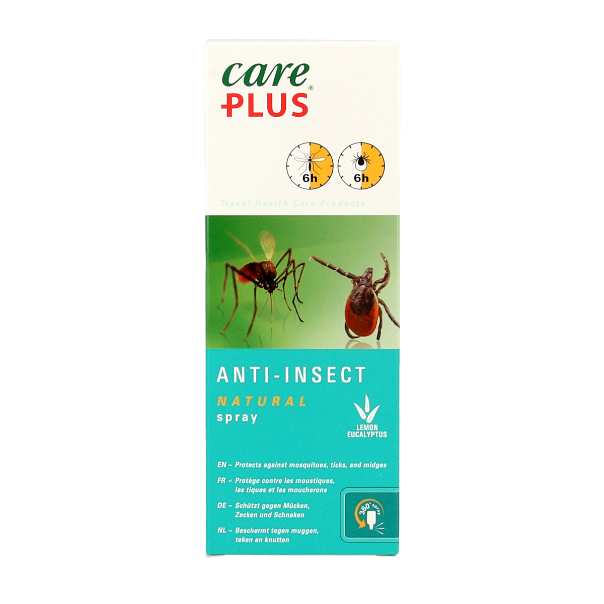 Care Plus anti-insect natural spray bottle for insect bites and stings, 200ml, with natural ingredients.