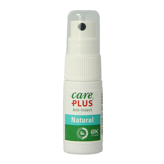 Care Plus Anti-Insect Natural Spray 15ml bottle, designed to prevent bites and stings from insects, natural insect repellent spray.