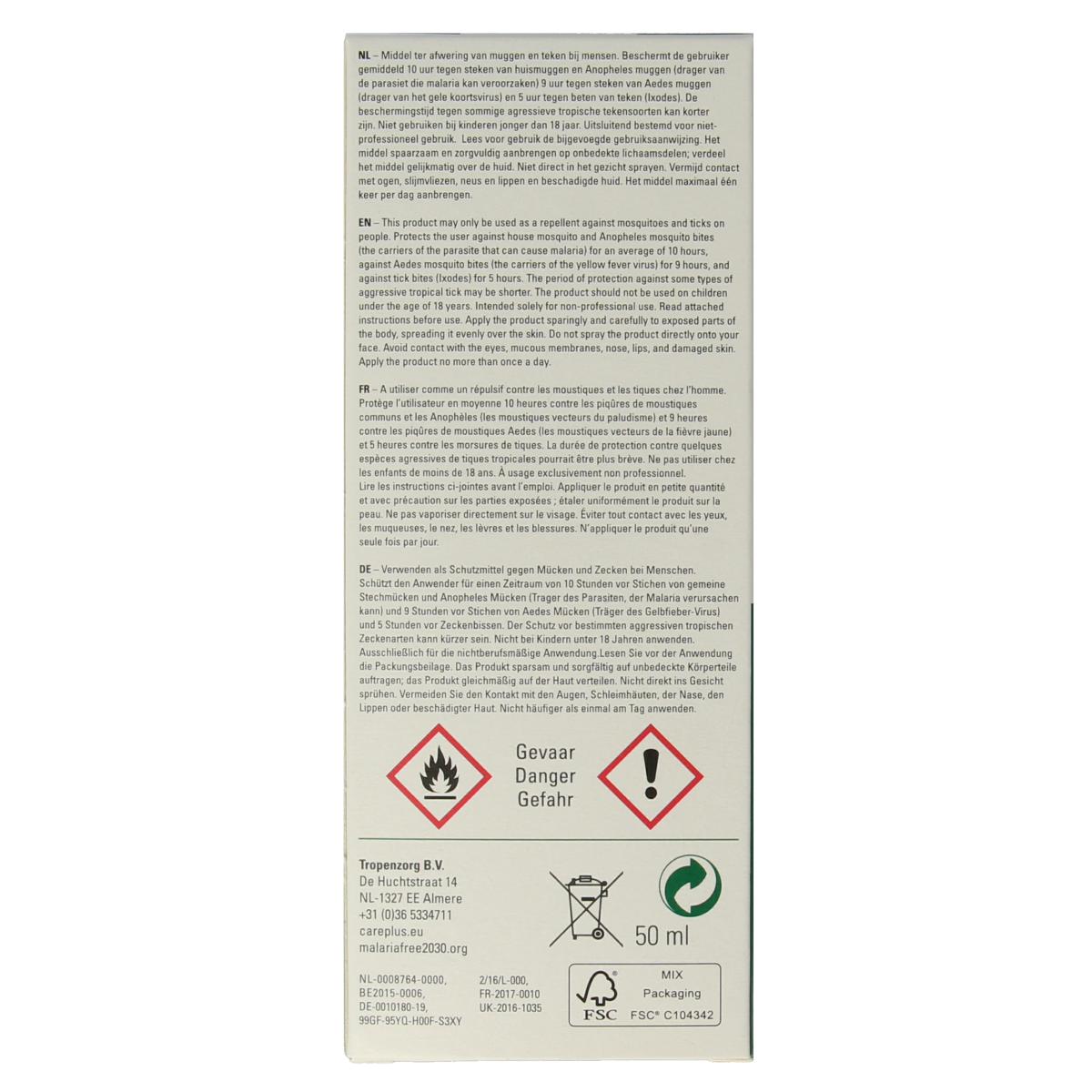 Care Plus Deet lotion 50% bottle for insect bites and mosquito protection, 50ml, in a clear plastic container.