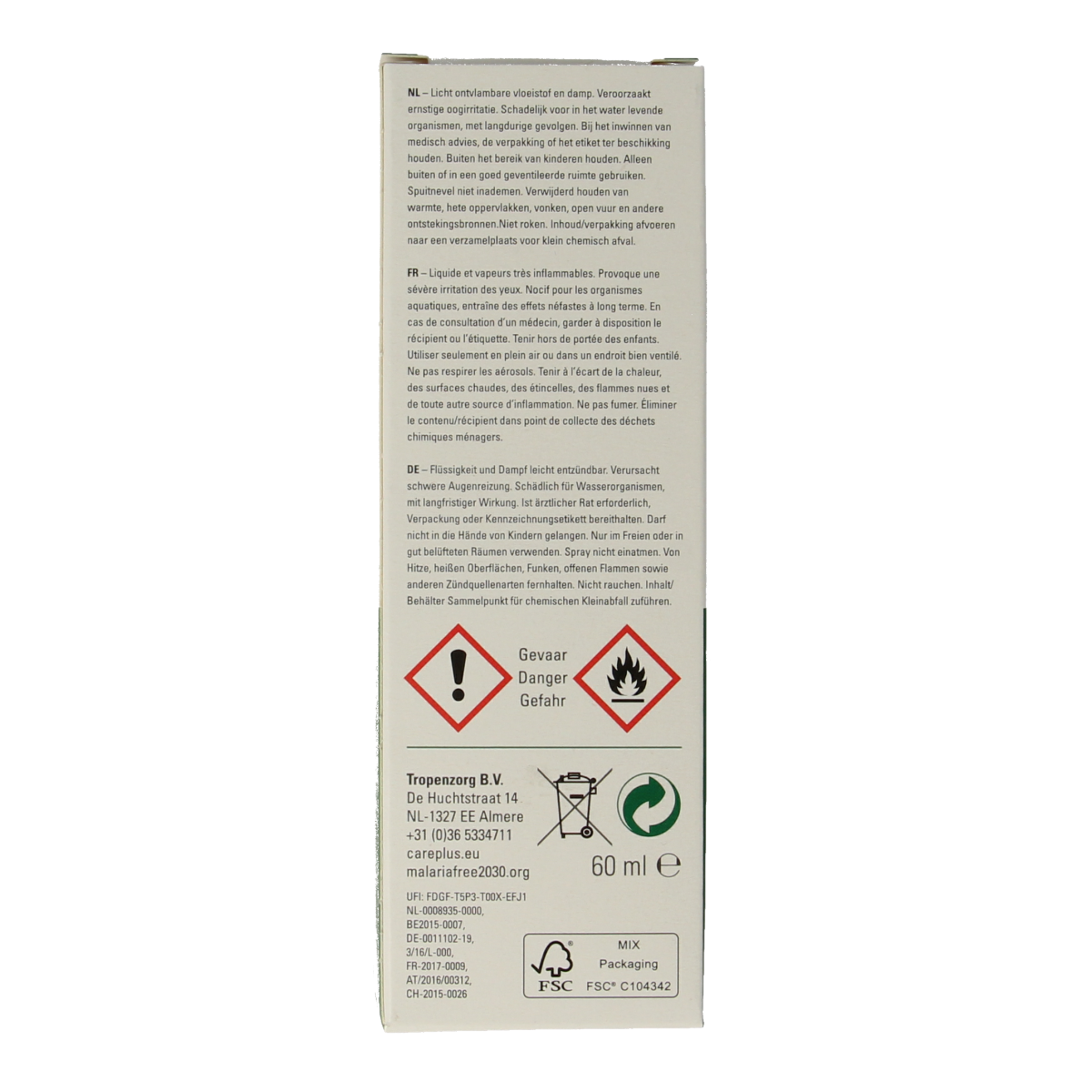 Care Plus Deet spray 40% for mosquito bites and insect repellent, 60ml bottle with spray nozzle.