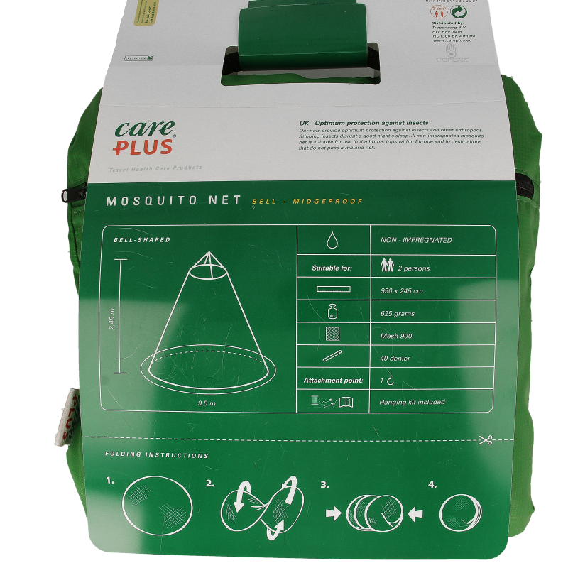 Care Plus mosquito net bell for 2-person travel, midge-proof, lightweight, and durable camping or outdoor insect protection.