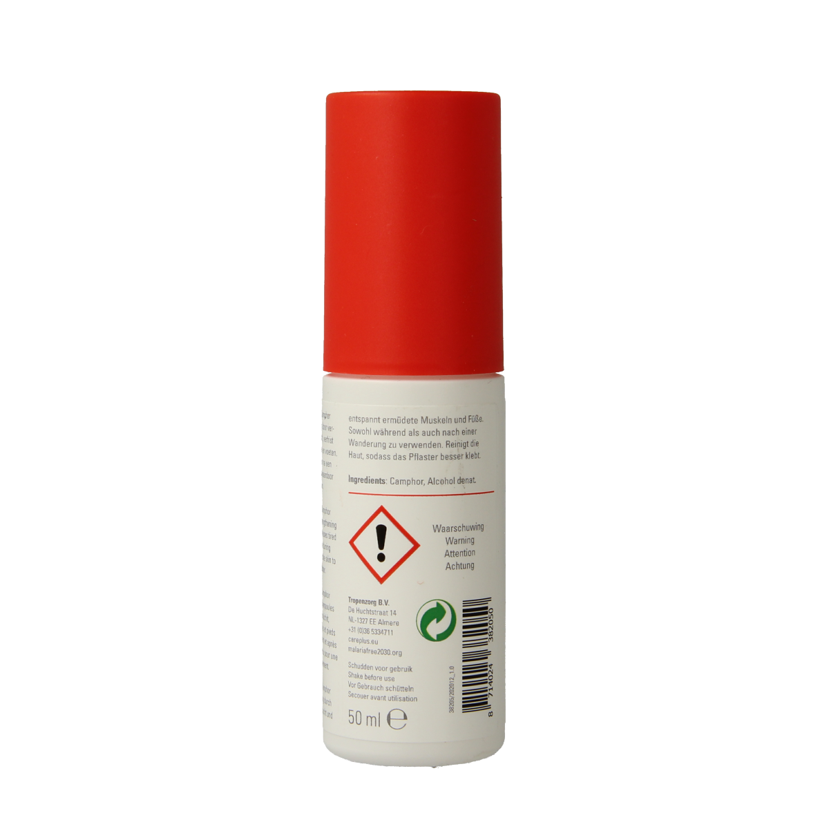 Care Plus Anti-Blister Spray 50ml for foot care, featuring spray bottle and labeled packaging, designed to prevent blisters.