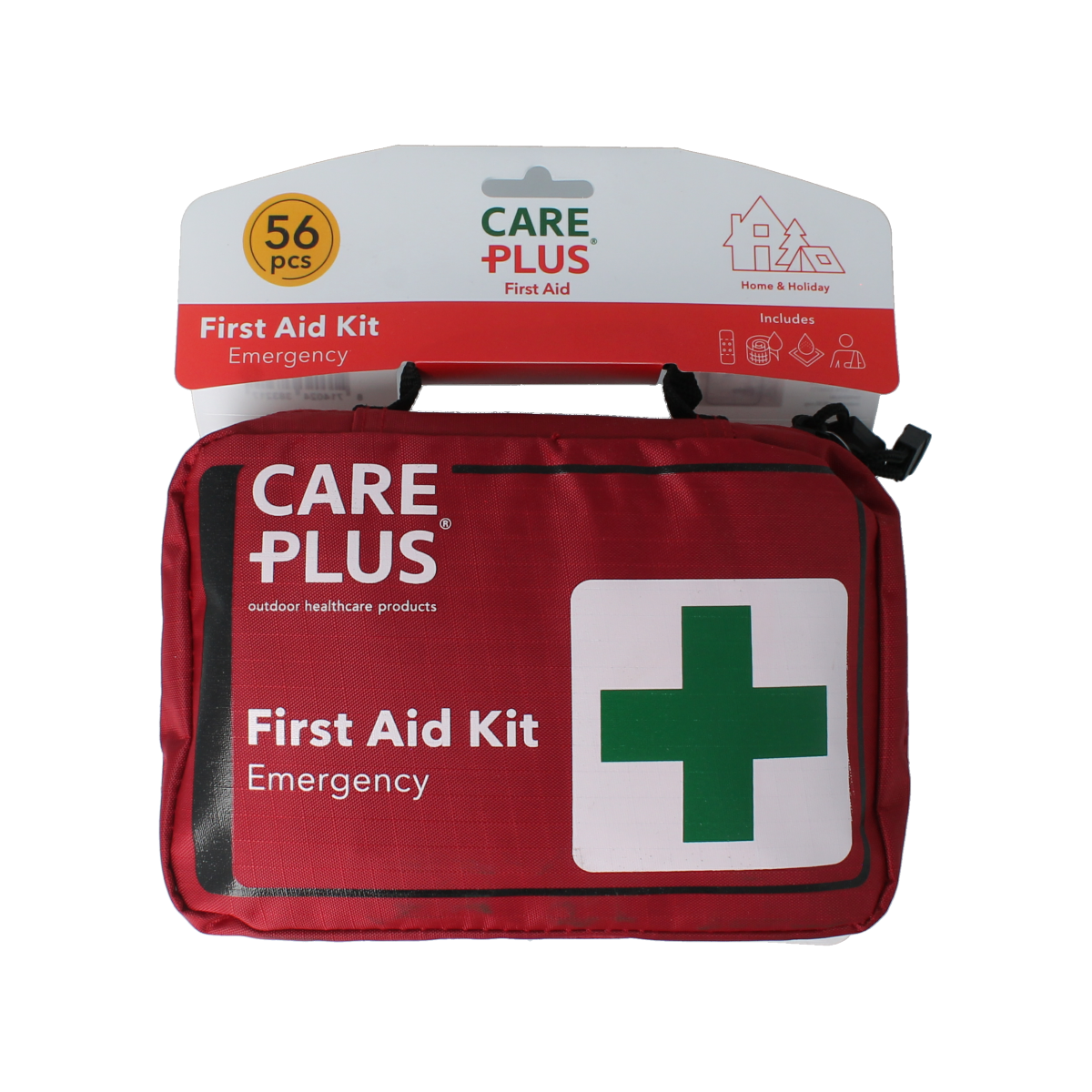Care Plus first aid emergency kit with essential supplies for medical emergencies, compact EHBO set in a sturdy case.