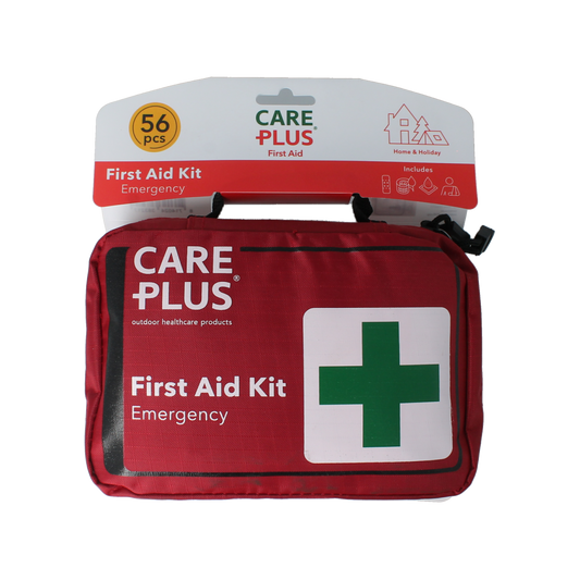 Care Plus first aid emergency kit with essential supplies for medical emergencies, compact EHBO set in a sturdy case.