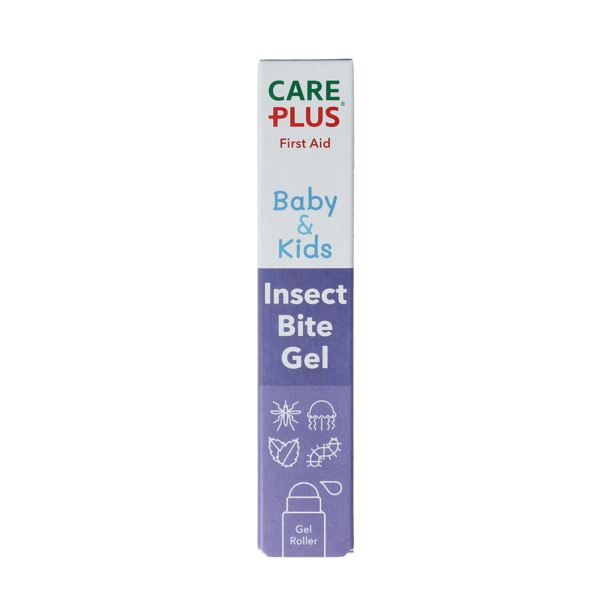 Care Plus Baby & Kids insect bite gel in 15ml tube, meant for soothing bites and stings on children and babies.
