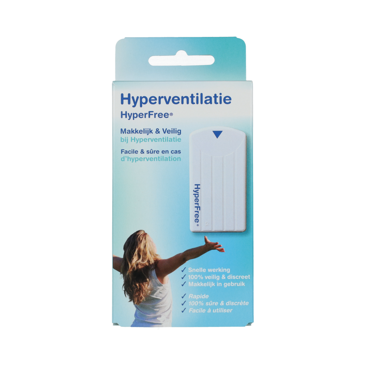 Hyperfree Tegen hyperventilatie instrument set, medical tools for breathing therapy, brand Hyperfree, 1 piece, detailed view.