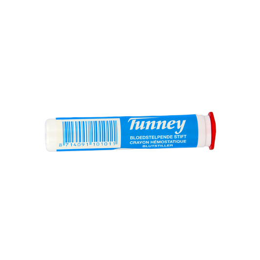 Tunney Bloedstelpende aluinstift voor scheren en ontharen, 10 gram, met aluminium stick en praktische applicatie.