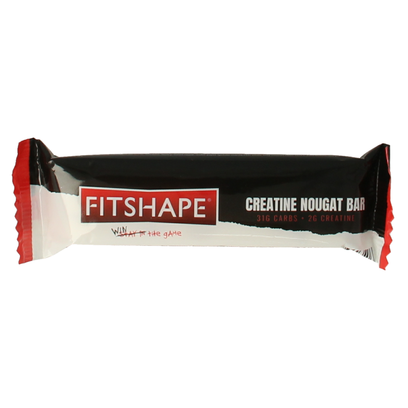 Fitshape Creatine nougat bar, 38 grams, a sport nutrition bar with a chewy nougat texture and creatine content.