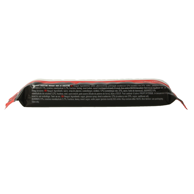 Fitshape Creatine Nougat Bar 38g energy snack with chocolate and nougat, ideal for sports nutrition and muscle support.