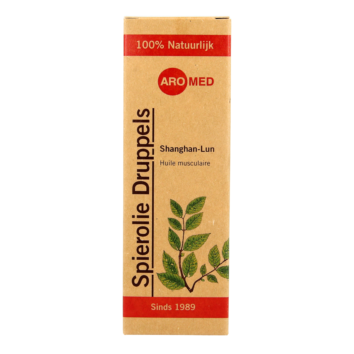 Aromed Shanghan-Lun spierolie druppels in 50ml bottle, a natural muscle and joint care oil with herbal ingredients.