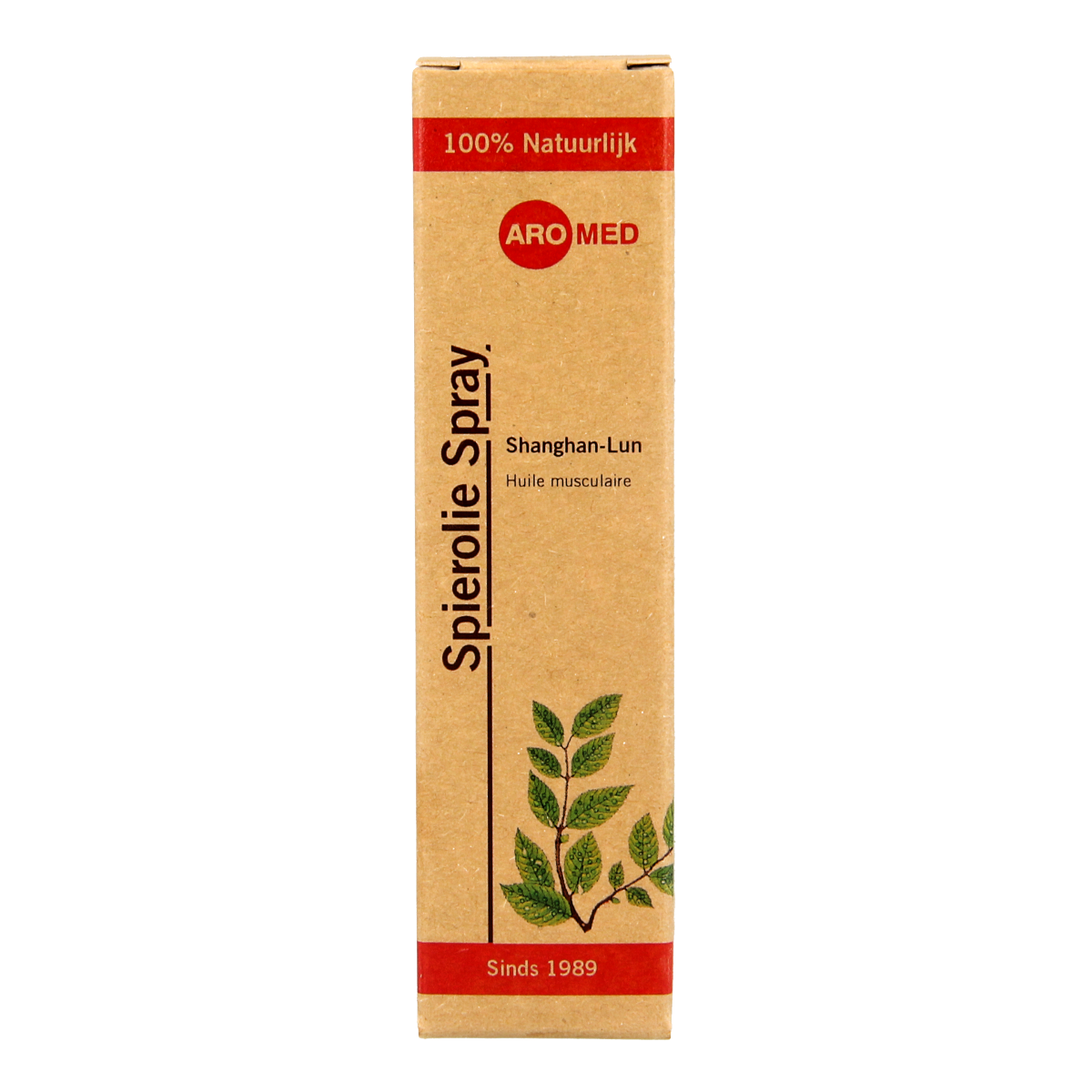 Aromed Shanghan-Lun spierolie spray in a 20ml bottle, designed for muscle and joint care, with a clear spray nozzle and label.