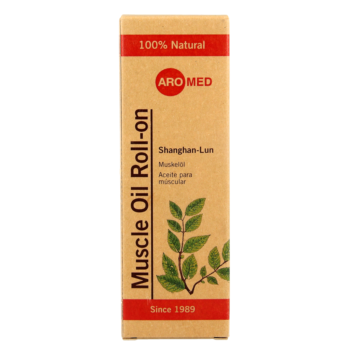 Aromed Shanghan-Lun spierolie roller for muscle and joint care, 30ml, with herbal ingredients in a roller bottle.