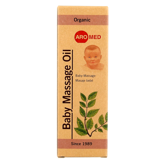 Aromed Bio Baby Massage Oil in 100ml bottle, gentle natural skincare for babies and toddlers, with soothing botanical ingredients.