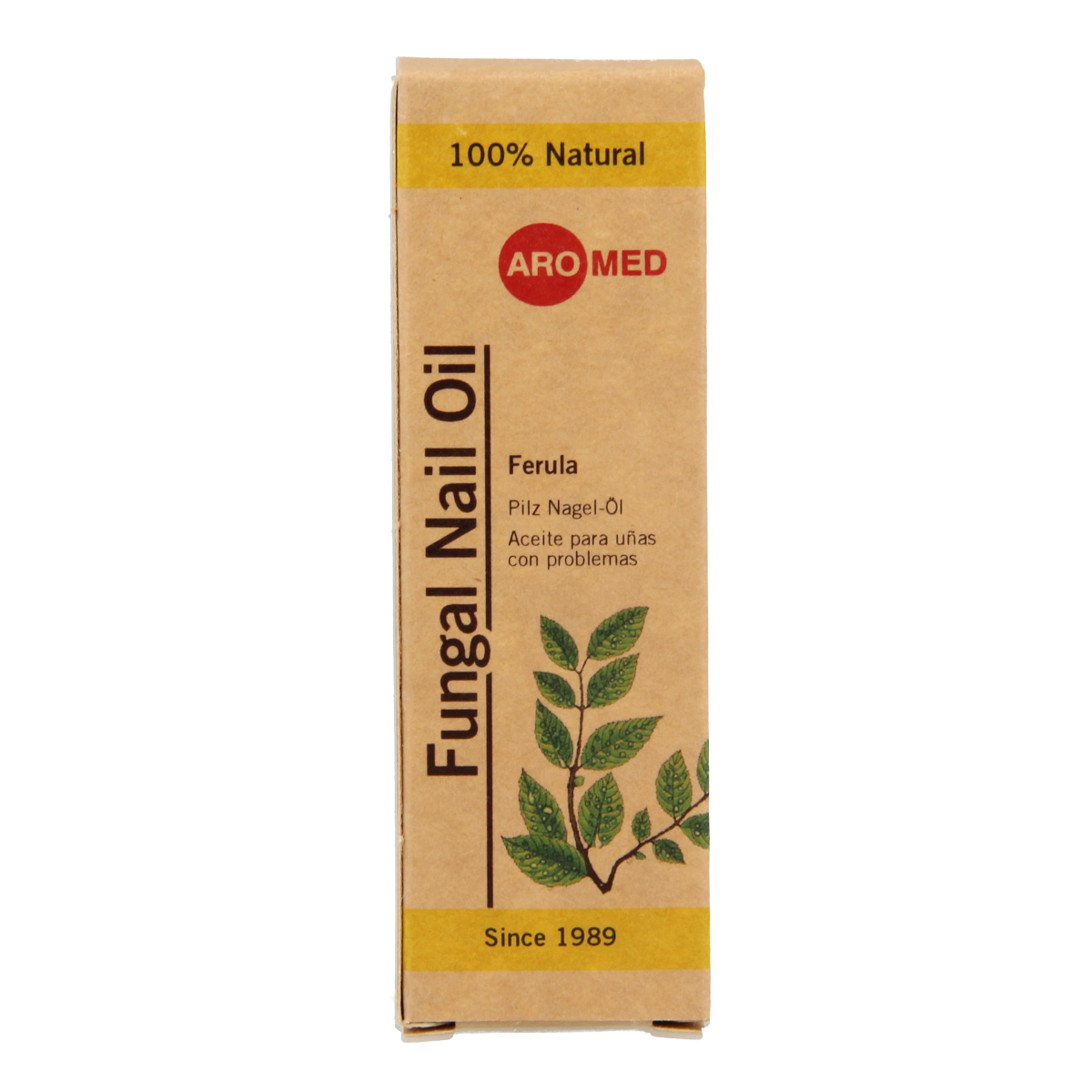 Aromed Ferula kalknagel olie in 10ml bottle, foot care product for nail fungus, with a clear dropper cap and label