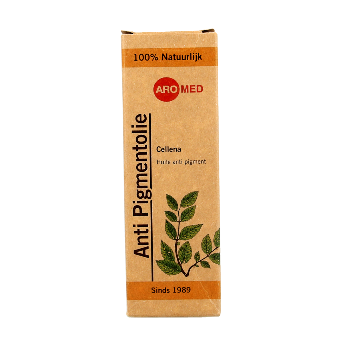 Aromed Cellena anti-pigment oil in a 30ml bottle, natural body care product for skin brightening and pigmentation reduction.