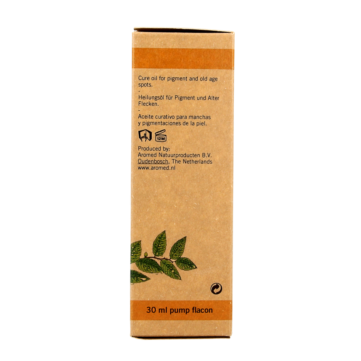 Aromed Cellena anti-pigment oil for body care, 30ml bottle with natural ingredients, designed to reduce skin pigmentation.
