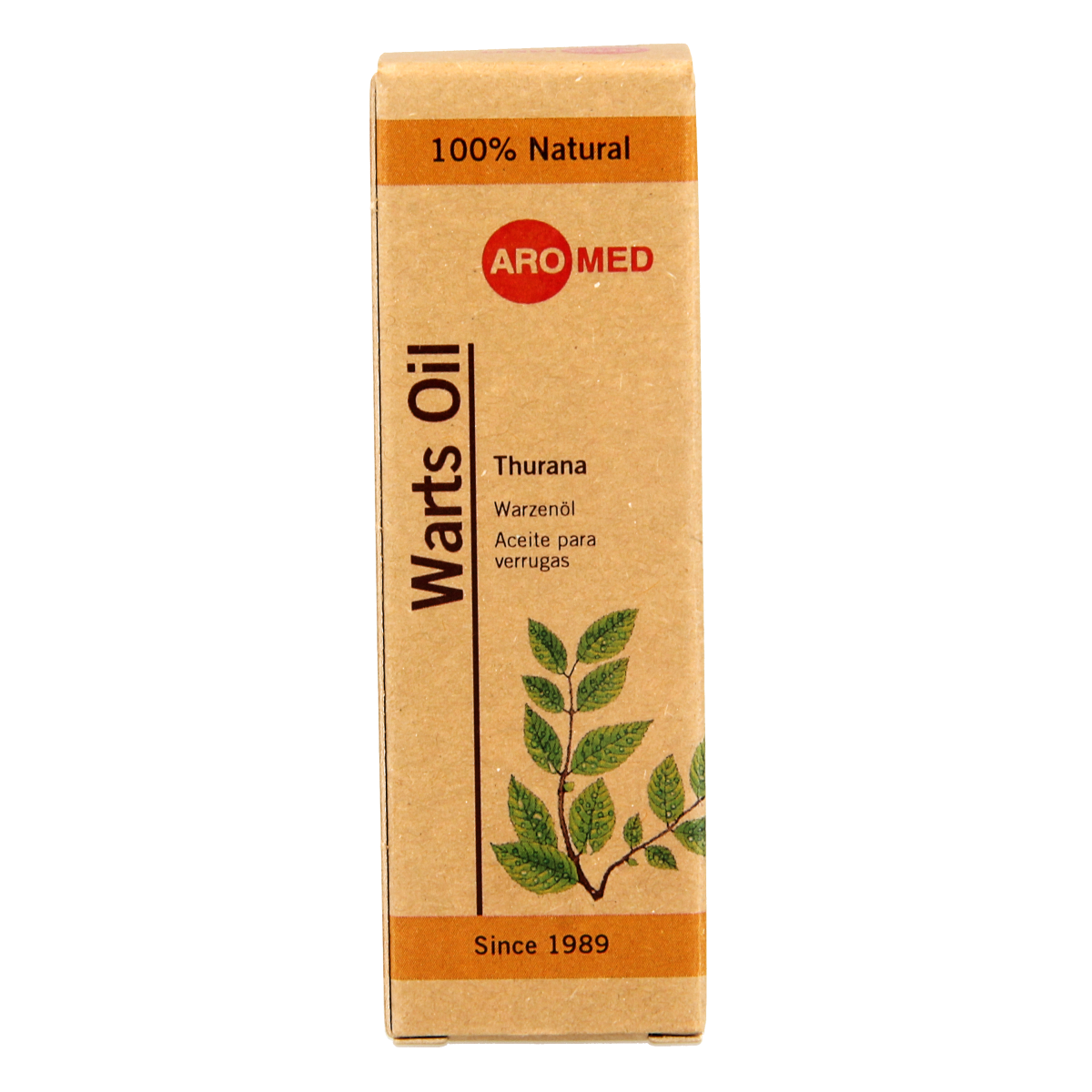 Aromed Thurana Wratten Olie 10ml in a small bottle, used for body care and skin treatment.