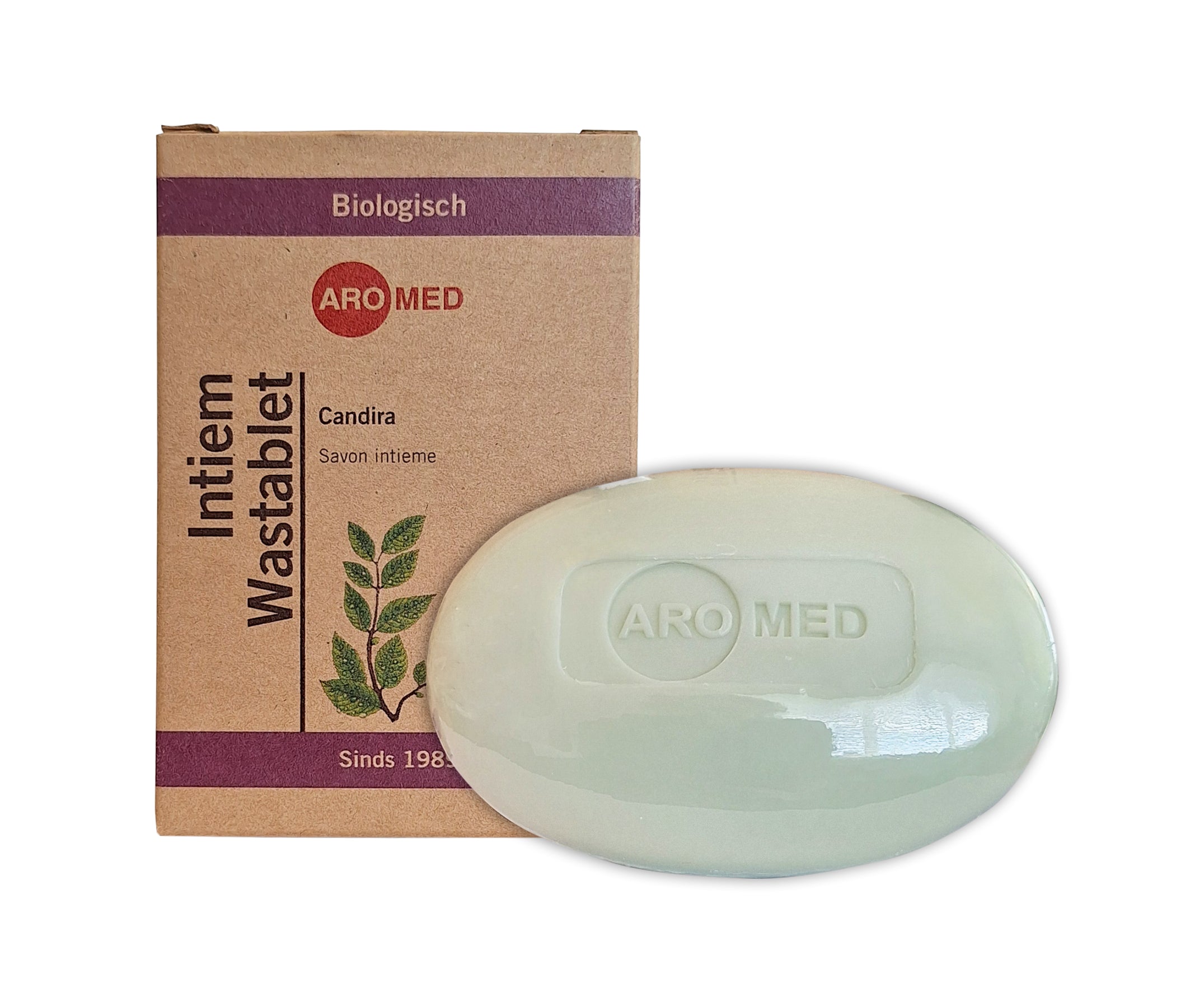 Aromed Candira washable intimate hygiene tablet for women, 135 grams, with natural ingredients and eco-friendly design.