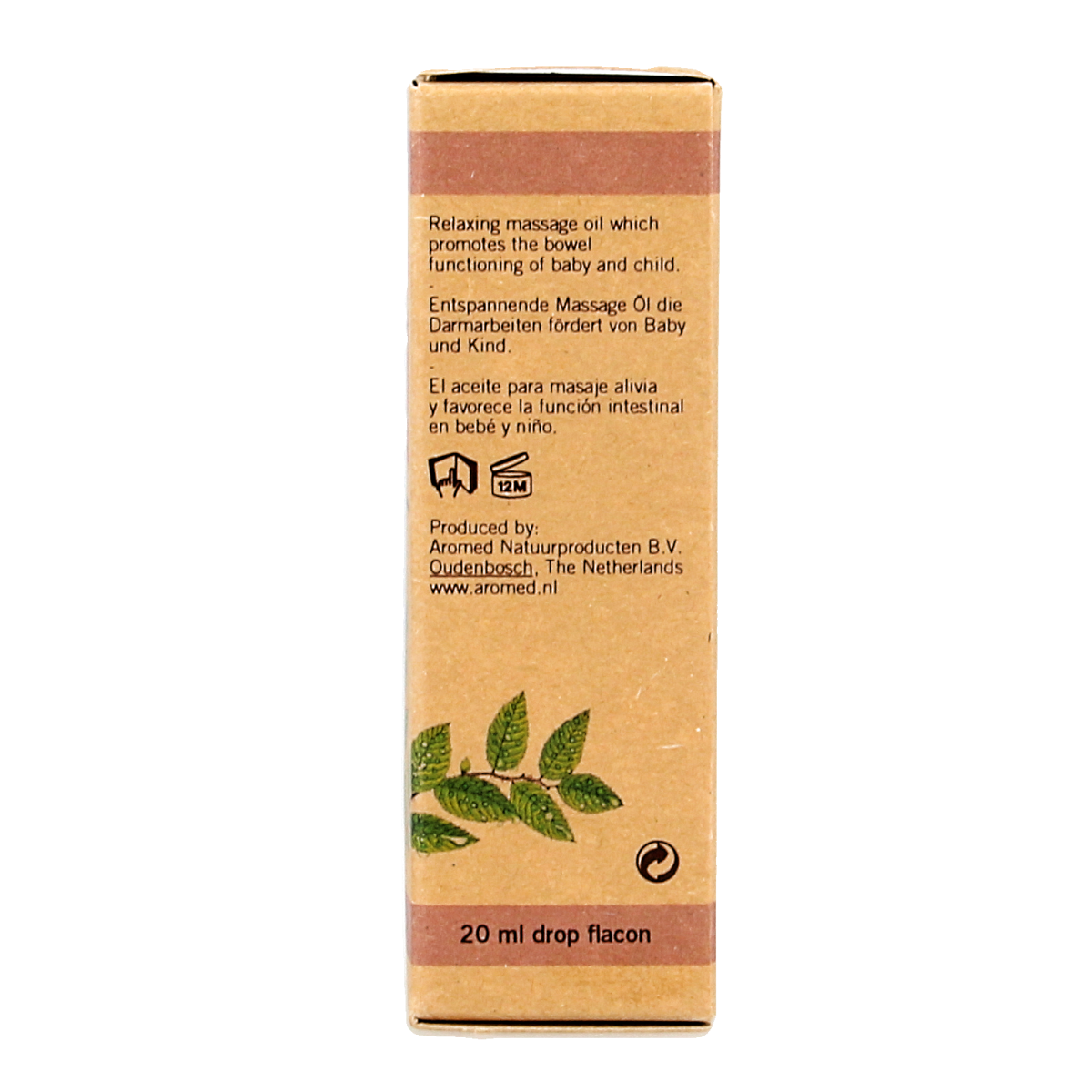 Aromed baby buikolie in a 20ml bottle, gentle care product for infants and toddlers, with natural ingredients for soothing skin.
