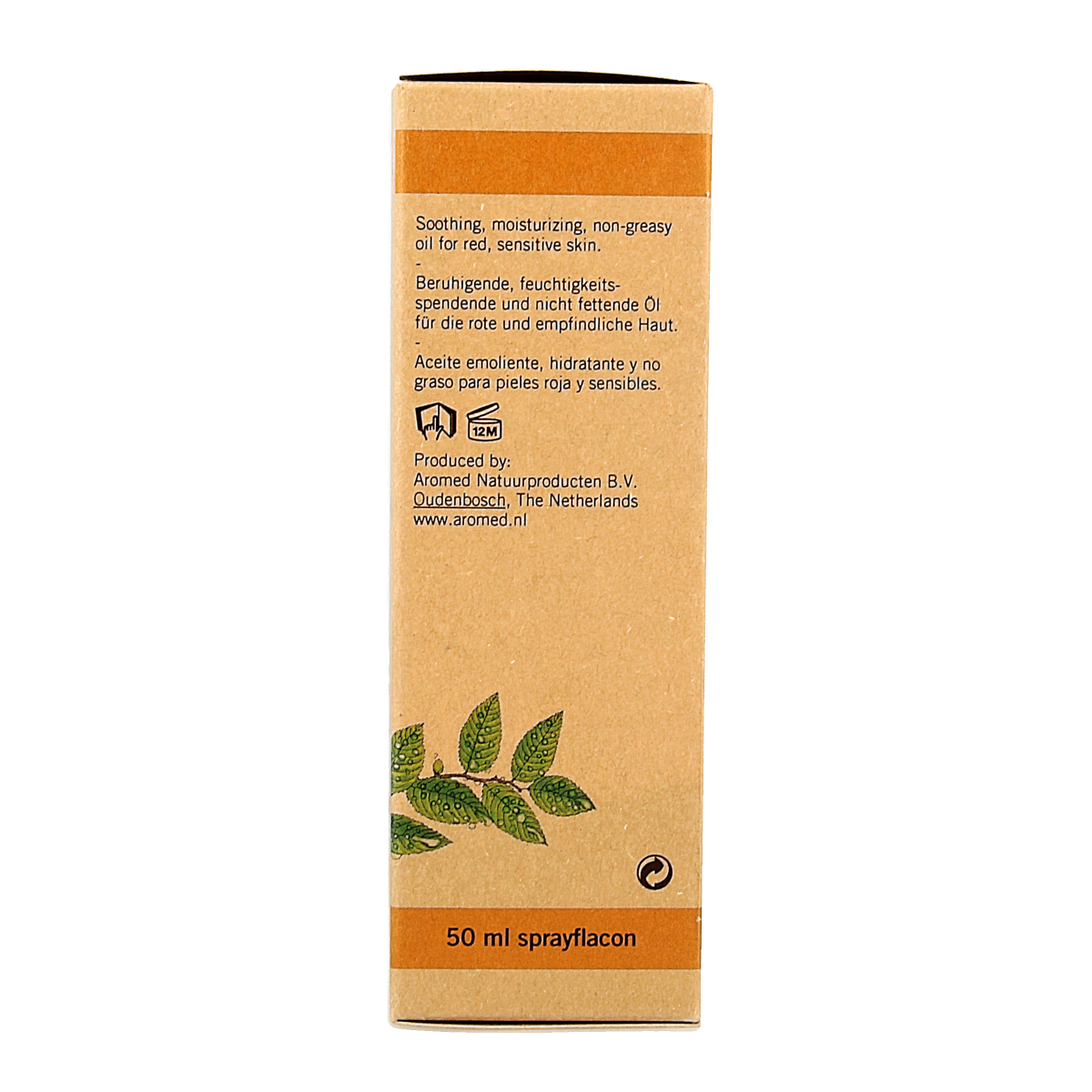 Aromed Eczea huidolie 50ml, natuurlijke lichaamsverzorging met kalmerende ingrediënten voor gevoelige huid, helder fles met olie.