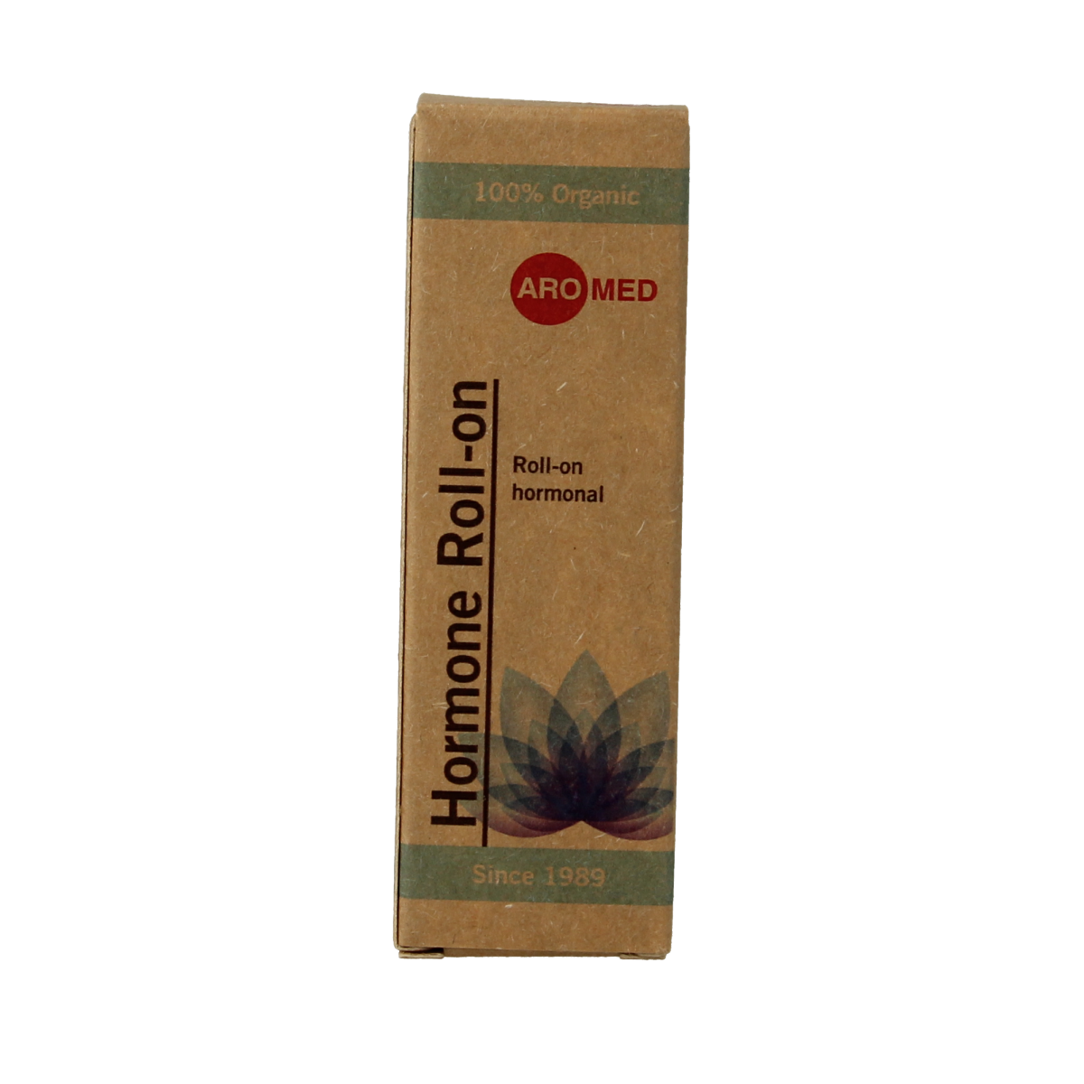 Aromed Lotus hormoon roller in 10ml bottle, natural body care product with a roller applicator for skin or body use