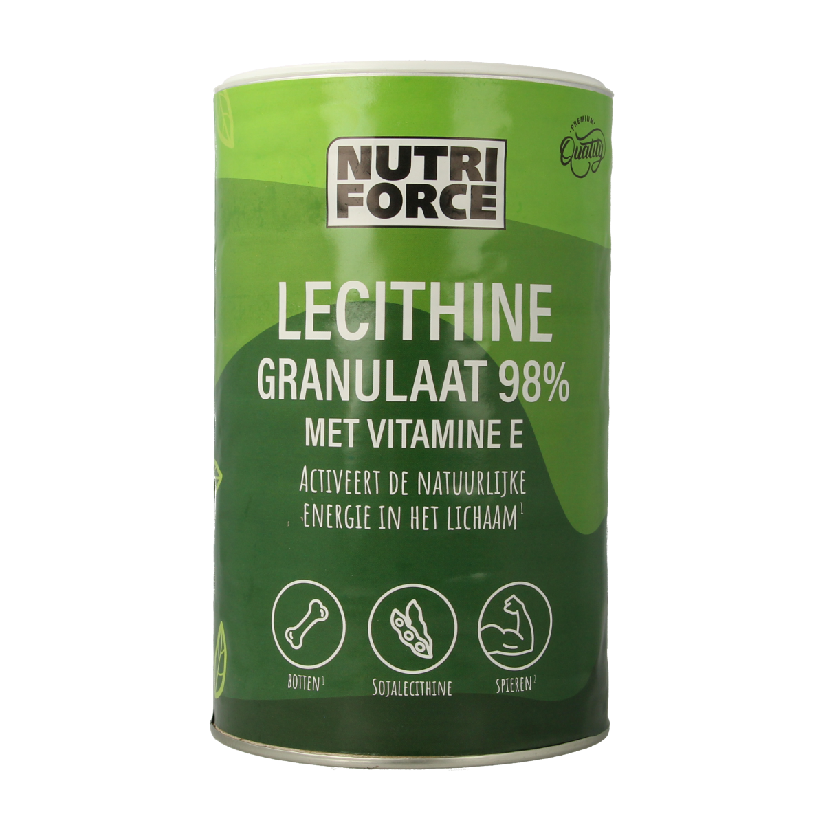 Nutriforce Lecithine granulaat 98% in 400g container, herbal supplement from Nutriforce showcasing the product packaging and granules