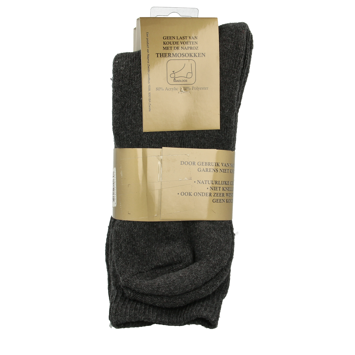 Gray Naproz thermal socks in size 39-42, pair of three, designed for warmth and comfort in cold weather.