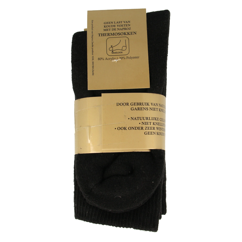 Naproz thermo sokken in zwart, maat 35-38, set of 3 pairs, warm and comfortable for cold weather.