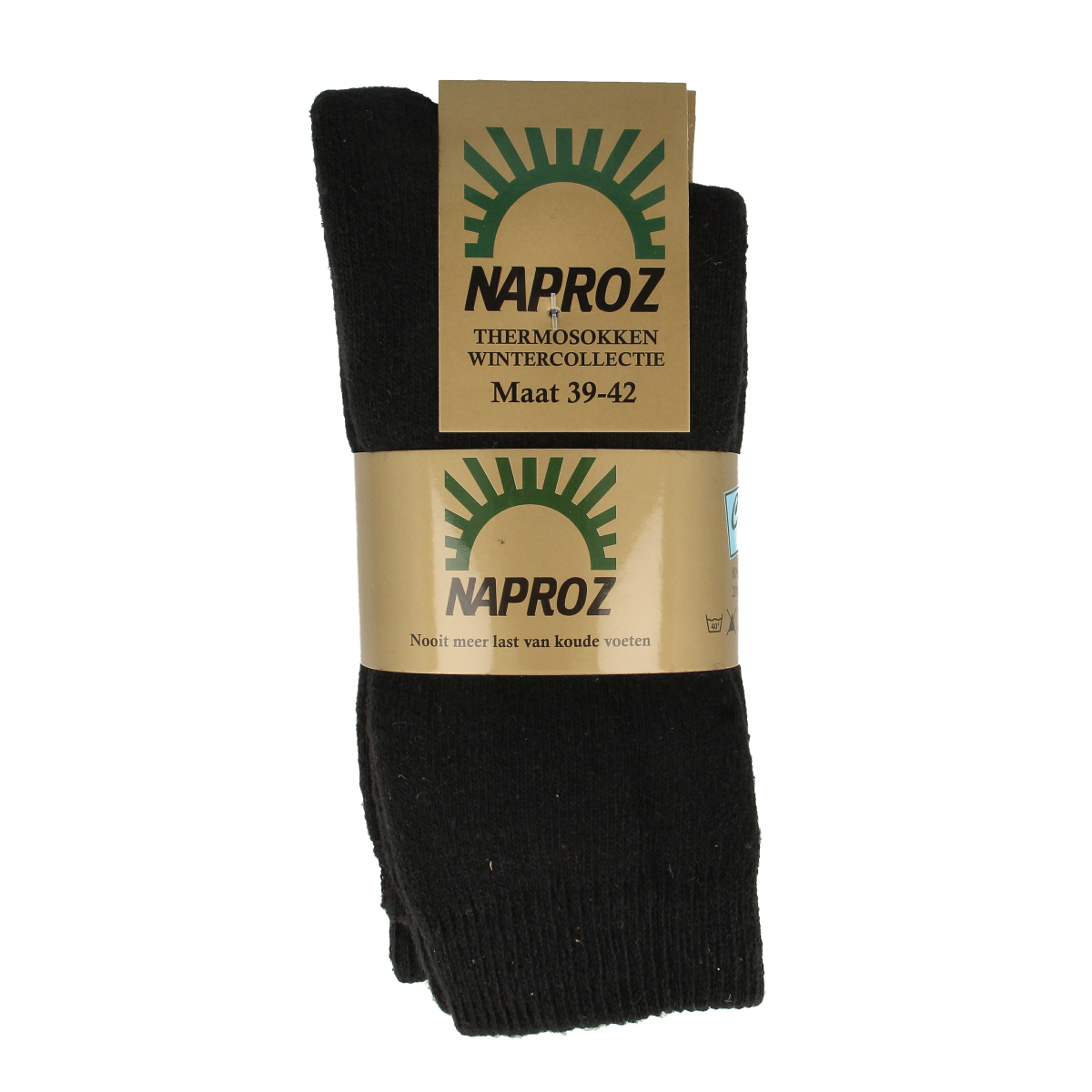 Pair of black Naproz thermo socks in size 39-42, shown in the image, designed for warmth and comfort.