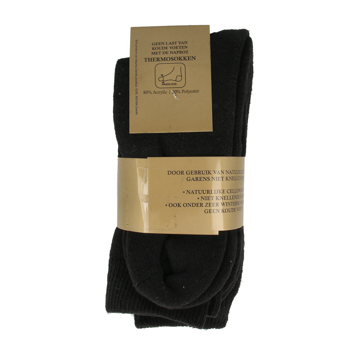 Black Naproz thermo socks in size 39-42, pair of three, designed for warmth and comfort.