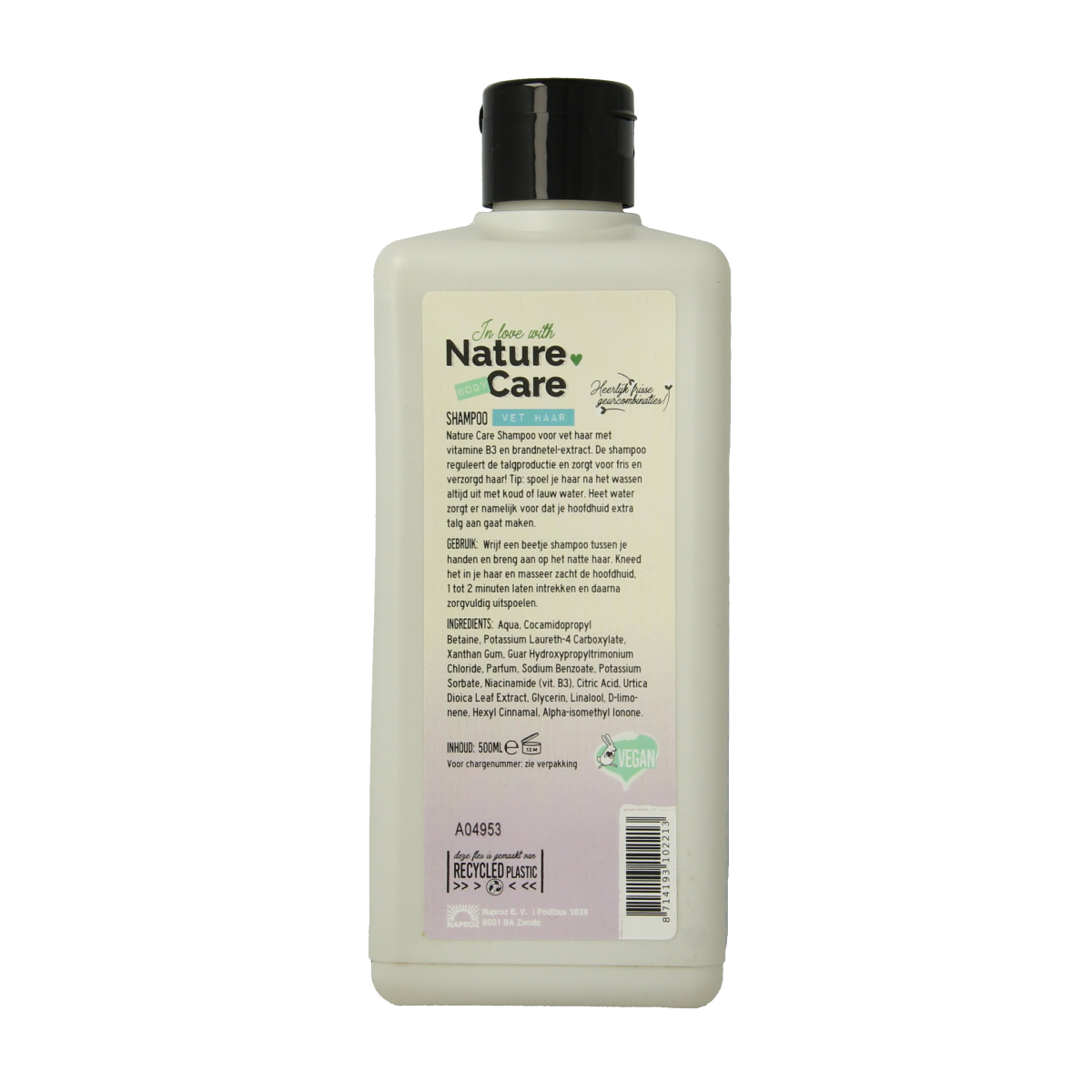 Nature Care Vet Haar Shampoo bottle with 500ml volume, showcasing the natural hair care product for healthy hair.