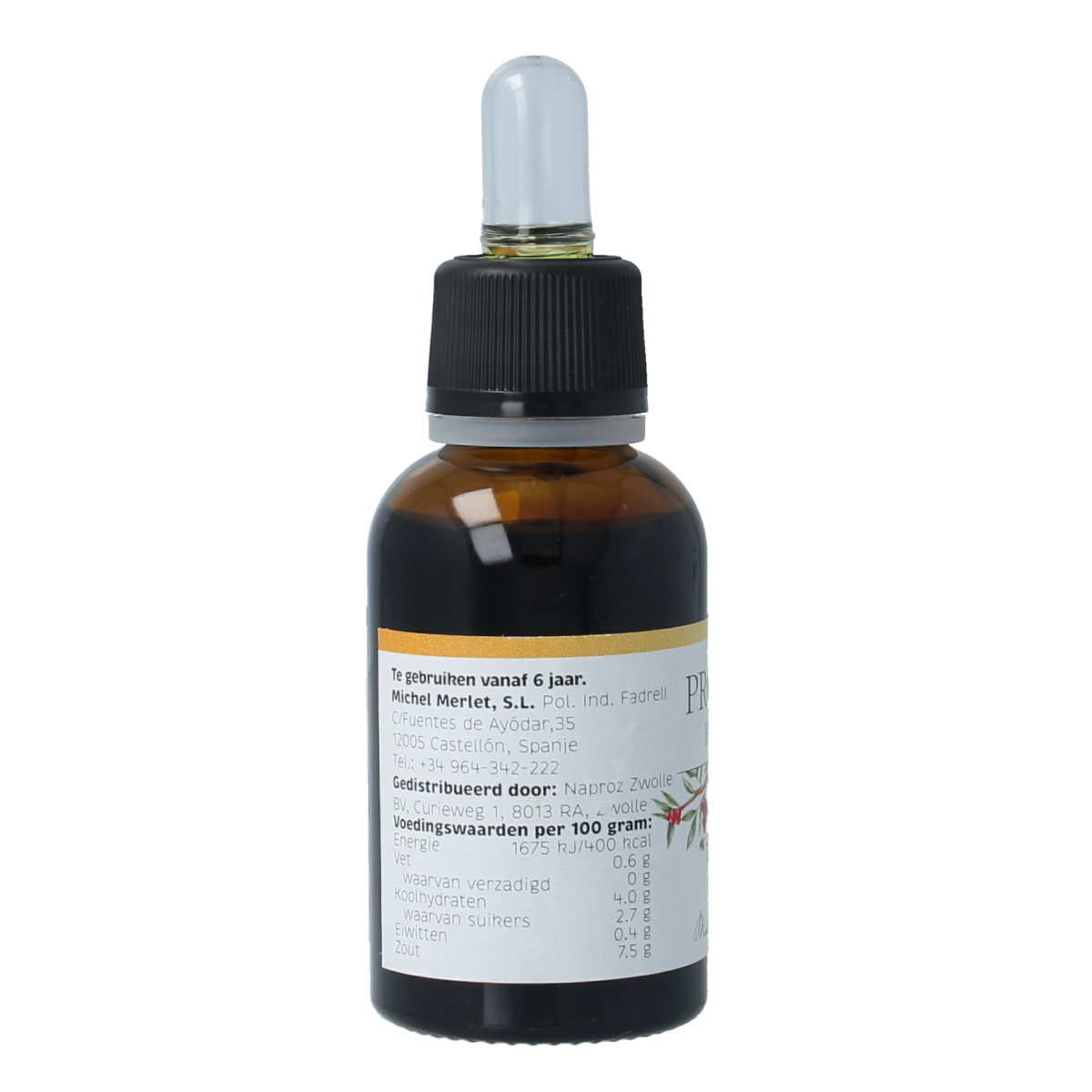 Michel Merlet Propolis extract in a 30ml bottle, herbal preparation, natural remedy for immune support, with dark liquid inside.
