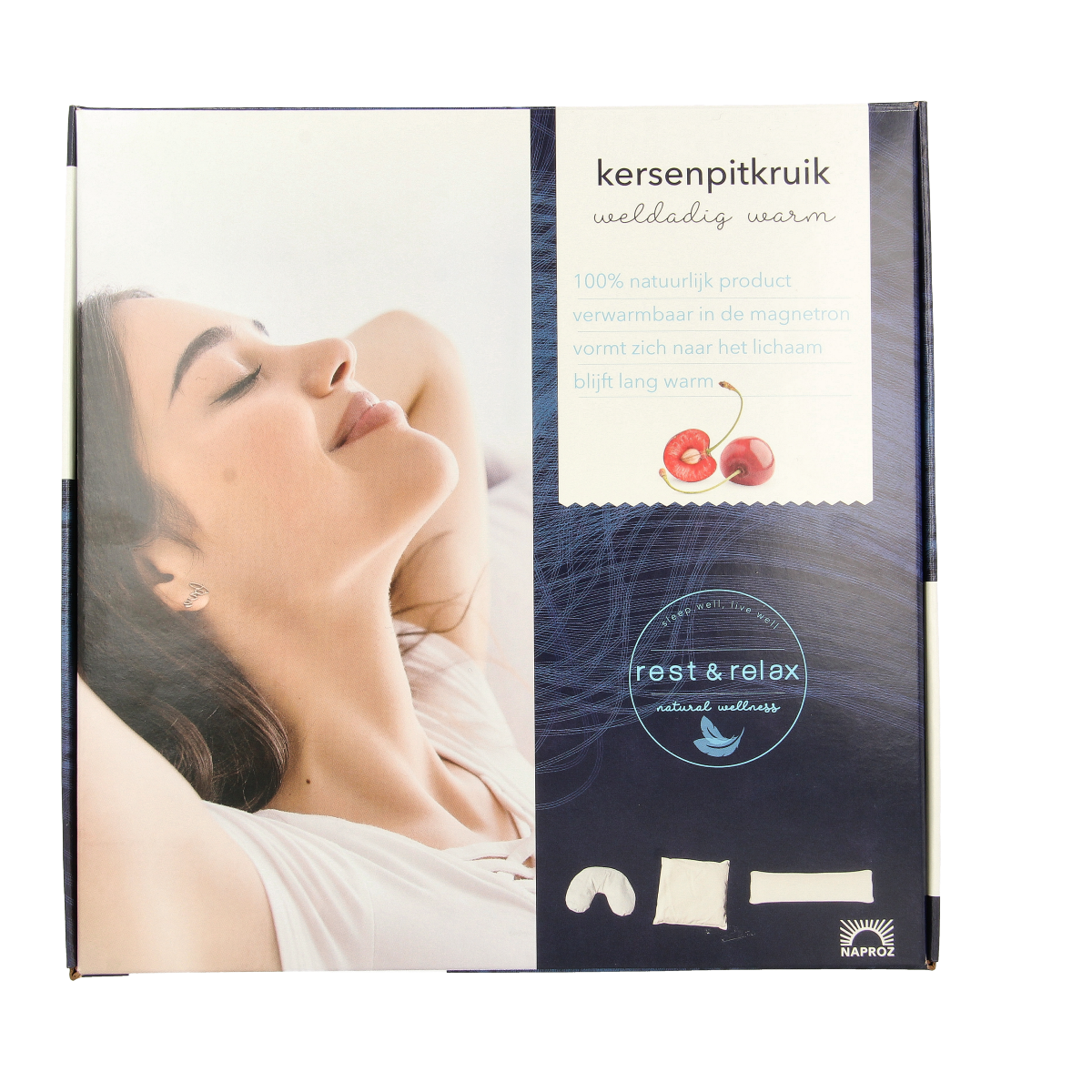 Naproz Kruiken U-vorm Kersenpitkussen, 1 stuk, soft and supportive for neck and shoulder comfort.