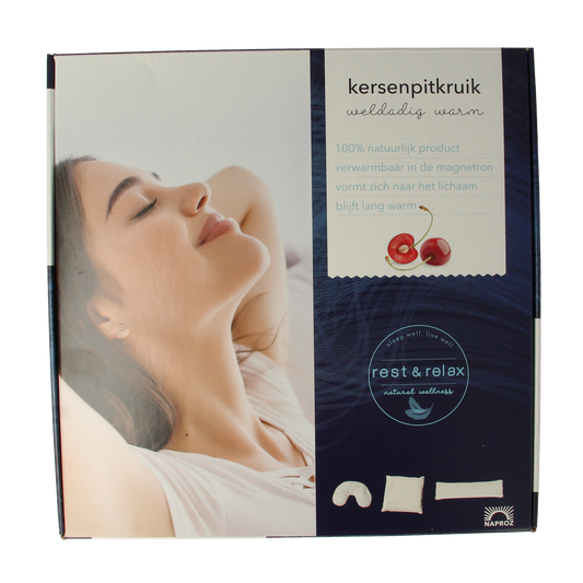 Naproz Kersenpitkruik, long rectangular hot water bottle, 12x45cm, white fabric with a textured surface.