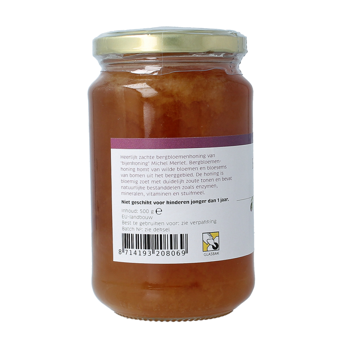 Michel Merlet Bergbloemen honing jar with 500g of natural beeswax, showcasing the textured floral beeswax product.
