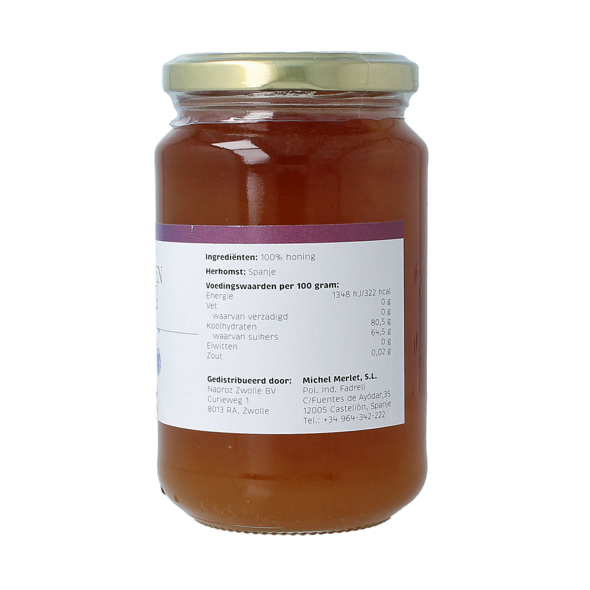 Michel Merlet Bergbloemen honing in 500g jar, showcasing the natural honey with floral bergbloemen flavor in a clear container.