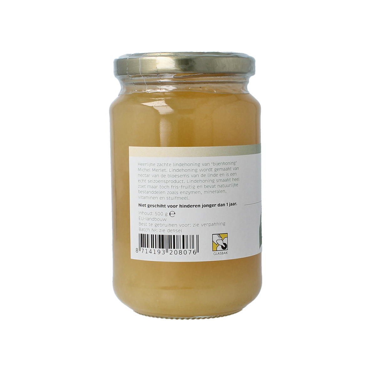 Michel Merlet Linde honing in 500g container, natural honing product with a smooth texture and label showing brand and product details.