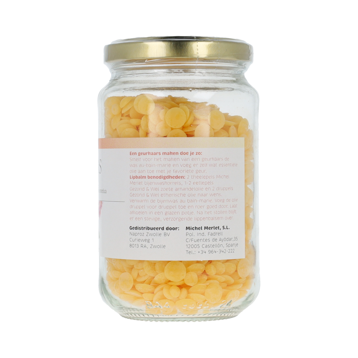 Michel Merlet Bijenwas 160g, natural beeswax block for cleaning and polishing, shown in close-up image.