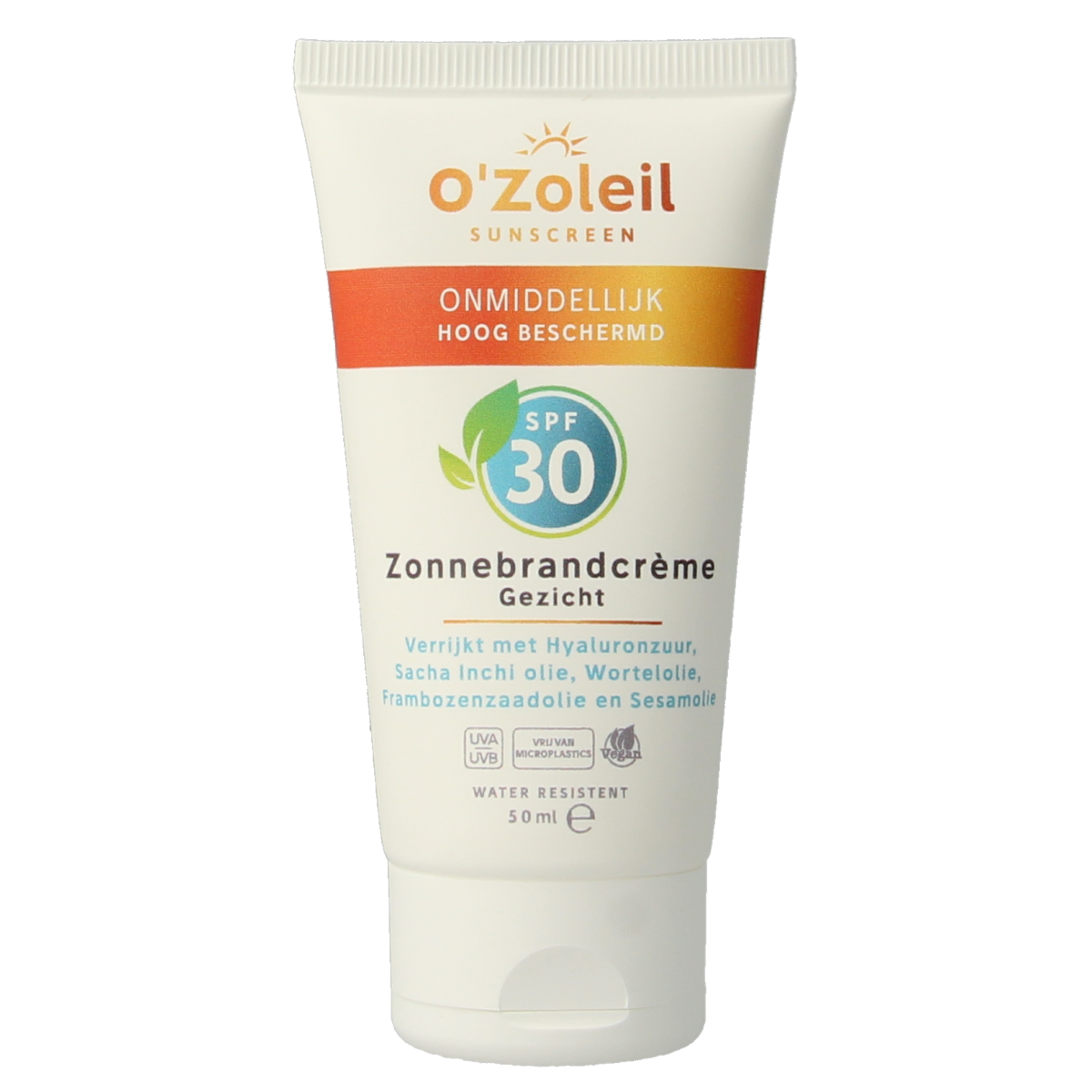 O' Zoleil SPF30 face sun protection cream in a 50ml tube, suitable for facial skin protection from sun exposure