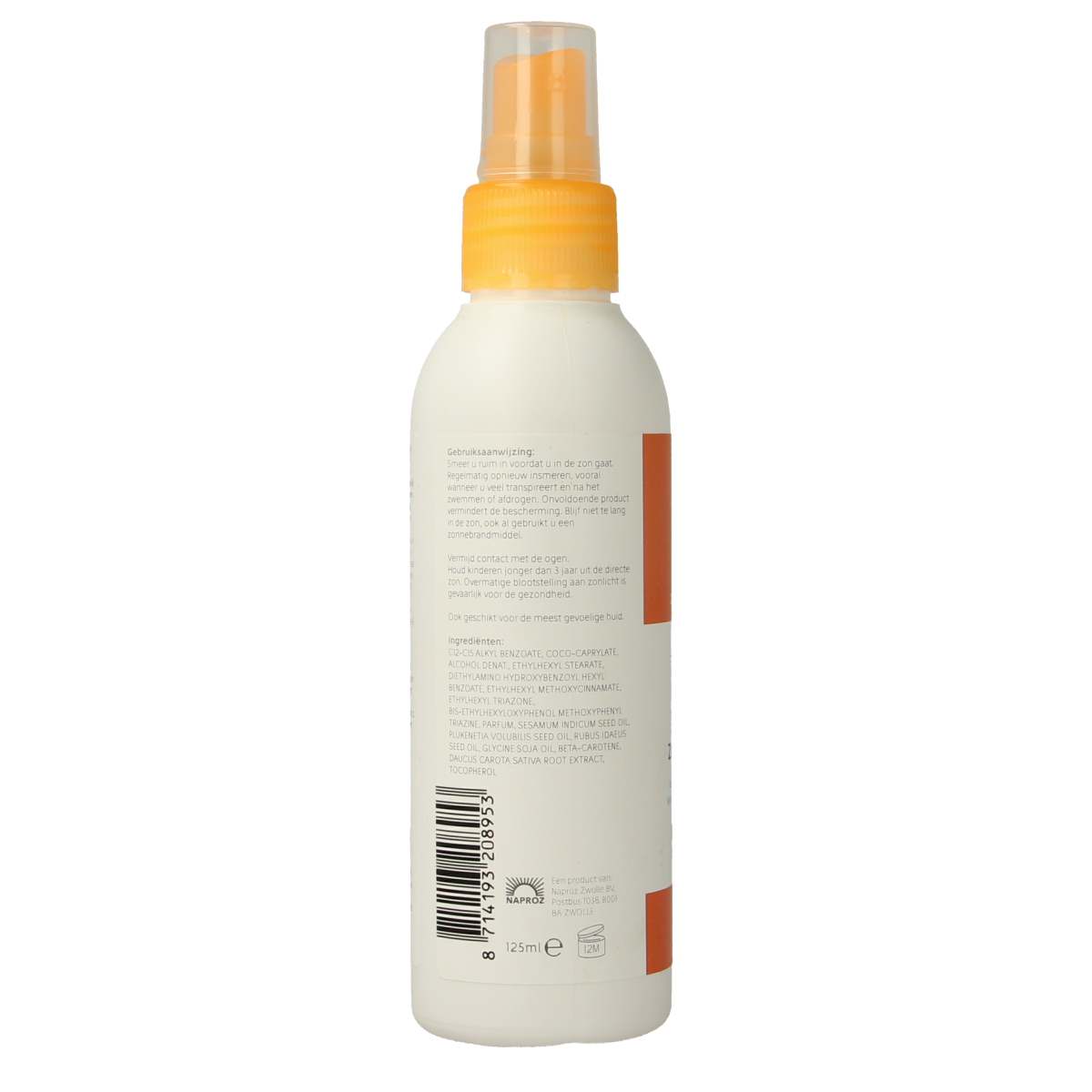 O' Zoleil SPF50 sun protection spray in 125ml bottle, easy-to-apply sunscreen for outdoor use