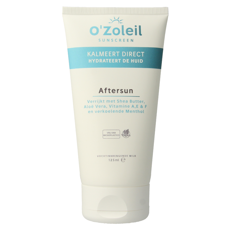O' Zoleil Aftersun lotion in a 125ml bottle, designed to soothe and hydrate skin after sun exposure.