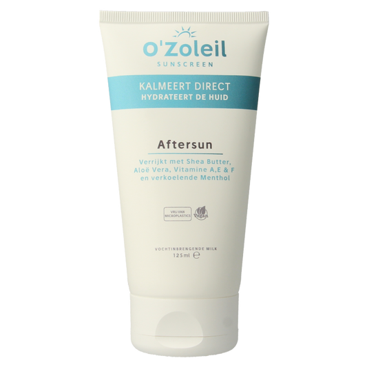 O' Zoleil Aftersun lotion in a 125ml bottle, designed to soothe and hydrate skin after sun exposure.