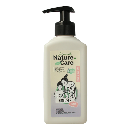 Nature Care jasmine hand wash bottle, 250ml, featuring a sleek design with natural ingredients for gentle hand cleansing.